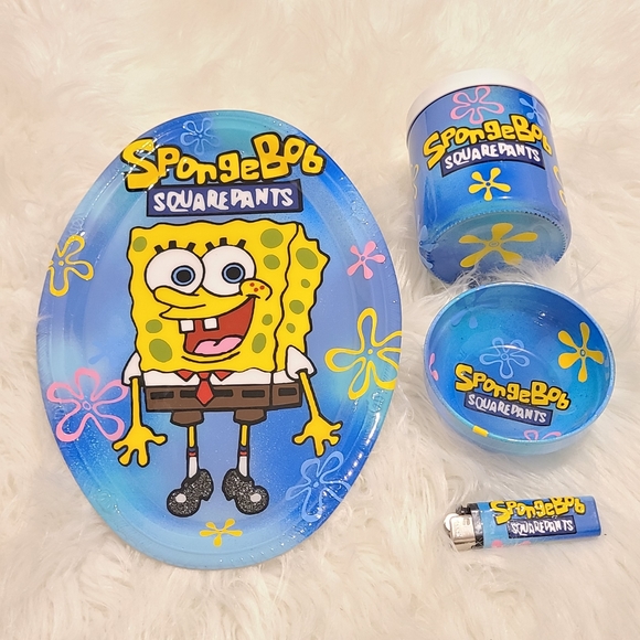 Spongebob Inspired Rolling Tray Set - Picture 1 of 2